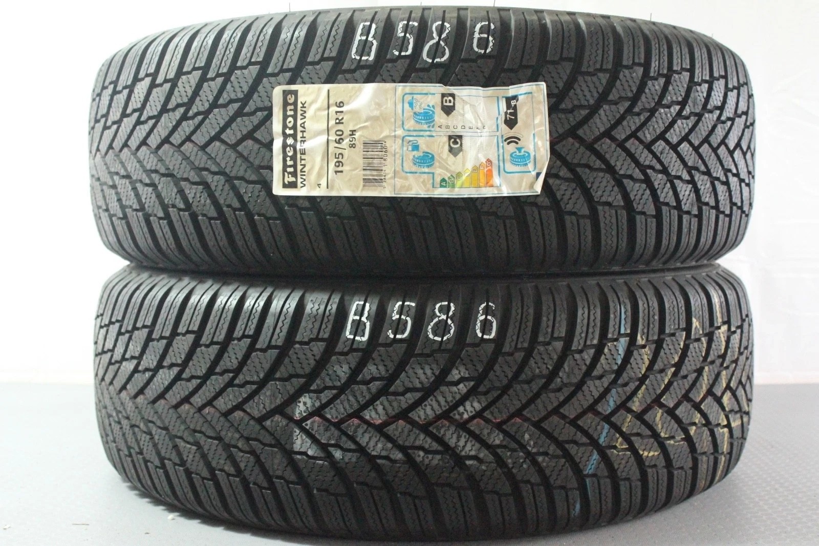 358320765614-featured-1 2x Neuwertige 195/60 R16 89H Winterreifen Firestone WinterHawk 4 Dot3620 B586 – Bild 1